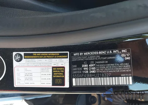 2017 Mercedes-Benz C 300 из США, поврежденный, VIN 55SWF4JB8HU218327